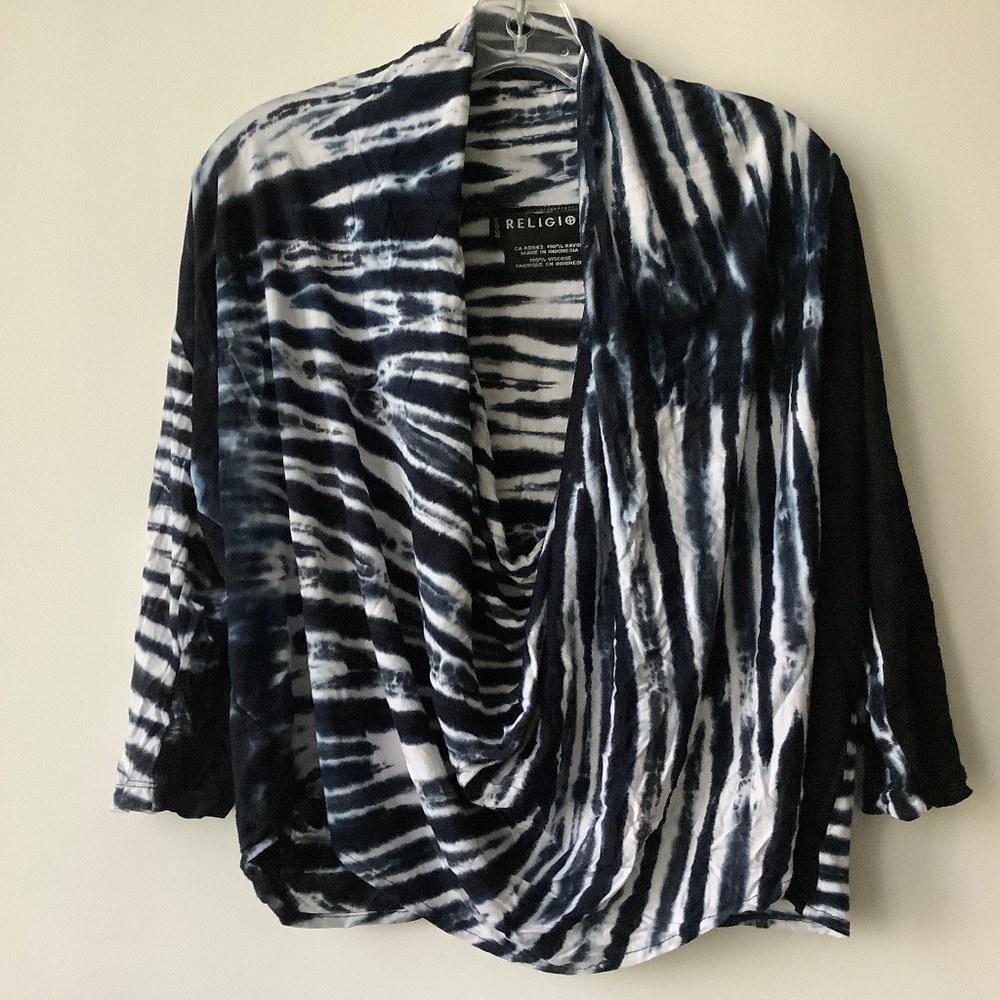 Religion asymmetric tie-dye blouse